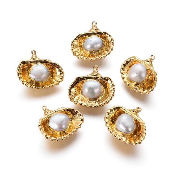 PandaHall Natural Cultured Freshwater Pearl Pendants, with Brass Findings, Shell Shape, Golden, 22~23.5x23~26x10~12mm, Hole: 1.2mm Pearl...
PandaHall Natural Cultured Freshwater Pearl Pendants, with Brass Findings, Shell Shape, Golden, 22~23.5x23~26x10~12mm, Hole: 1.2mm Pearl...