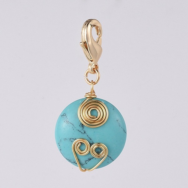 PandaHall Flat Round Synthetic Turquoise Pendants, with Copper Wire and Brass Lobster Claw Clasps, 33mm Synthetic Turquoise Flat Round
PandaHall Flat Round Synthetic Turquoise Pendants, with Copper Wire and Brass Lobster Claw Clasps, 33mm Synthetic Turquoise Flat Round