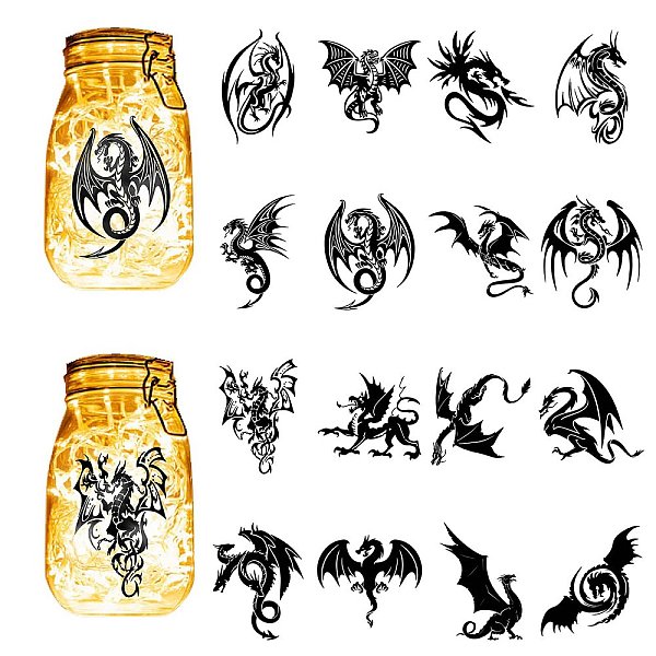 PandaHall PVC Lamp Film for DIY Colorful Light Hanging Lamp Frosted Glass Jar, Dragon, 100x90mm, 16 style, 1pc/style, 16pcs/set PVC Dragon
PandaHall PVC Lamp Film for DIY Colorful Light Hanging Lamp Frosted Glass Jar, Dragon, 100x90mm, 16 style, 1pc/style, 16pcs/set PVC Dragon