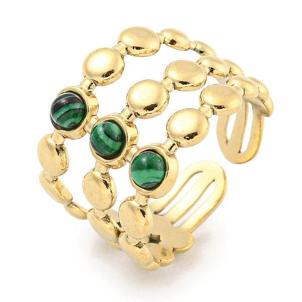 PandaHall Ion Plating(IP) 304 Stainless Steel Synthetic Malachite Cuff Rings, Round Wide Band Open Rings for Women Men, Real 18K Gold Plated...
PandaHall Ion Plating(IP) 304 Stainless Steel Synthetic Malachite Cuff Rings, Round Wide Band Open Rings for Women Men, Real 18K Gold Plated...