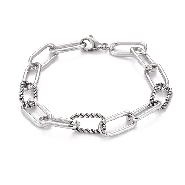 PandaHall 304 Stainless Steel Paperclip Chain Bracelets, with Lobster Claw Clasps, Textured, Stainless Steel Color, 7-5/8 inch(19.5cm) 304...
PandaHall 304 Stainless Steel Paperclip Chain Bracelets, with Lobster Claw Clasps, Textured, Stainless Steel Color, 7-5/8 inch(19.5cm) 304...