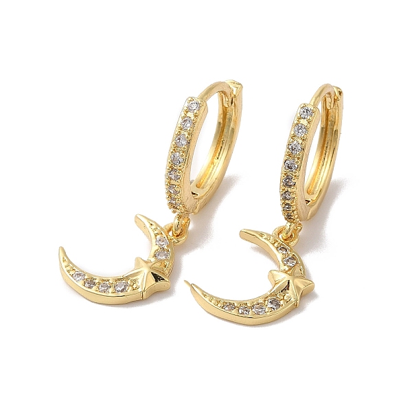 PandaHall Clear Cubic Zirconia Moon with Star Dangle Hoop Earrings, Brass Jewelry for Women, Real 18K Gold Plated, 27mm, Pin: 0.7mm Cubic...
PandaHall Clear Cubic Zirconia Moon with Star Dangle Hoop Earrings, Brass Jewelry for Women, Real 18K Gold Plated, 27mm, Pin: 0.7mm Cubic...