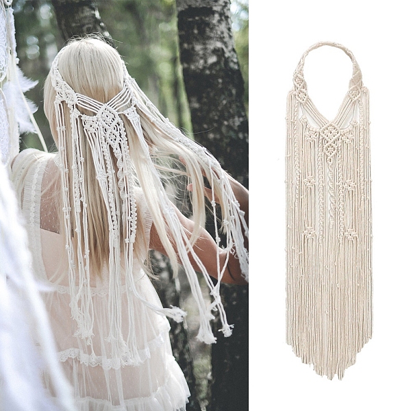 PandaHall Wedding Veil Bride Headpiece, Cotton Boho Headband Handmade White Macrame Tiara Headdress, Antique White, 800mm Cloth
PandaHall Wedding Veil Bride Headpiece, Cotton Boho Headband Handmade White Macrame Tiara Headdress, Antique White, 800mm Cloth