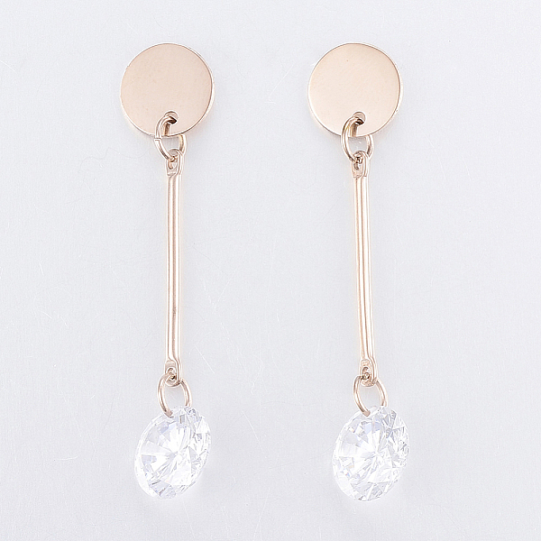 PandaHall 304 Stainless Steel Stud Earrings, with Cubic Zirconia, Rose Gold, 49x10x6mm, Pin: 0.8mm Cubic Zirconia Clear
PandaHall 304 Stainless Steel Stud Earrings, with Cubic Zirconia, Rose Gold, 49x10x6mm, Pin: 0.8mm Cubic Zirconia Clear