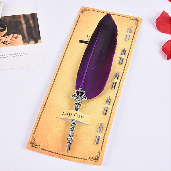 PandaHall Turkey Feather Dipped Pen, with Alloy Pen Tip & Replacement Tips, for Teacher's Day, Dark Orchid, 285mm Feather Feather
PandaHall Turkey Feather Dipped Pen, with Alloy Pen Tip & Replacement Tips, for Teacher's Day, Dark Orchid, 285mm Feather Feather