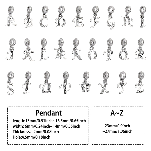 PandaHall CHGCRAFT 26Styles A-Z Letter Charms Rack Plating Alloy Crystal Rhinestone European Dangle Charms Large Hole Pendants Letter Links...
PandaHall CHGCRAFT 26Styles A-Z Letter Charms Rack Plating Alloy Crystal Rhinestone European Dangle Charms Large Hole Pendants Letter Links...