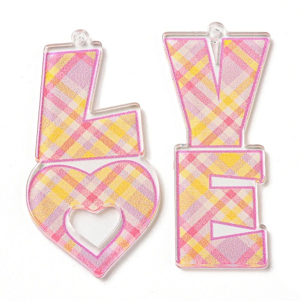 PandaHall Opaque Acrylic Pendants, Word LOVE, Pink, 50x21~25.5x2.5mm, Hole: 1.6mm Acrylic Letter Pink
PandaHall Opaque Acrylic Pendants, Word LOVE, Pink, 50x21~25.5x2.5mm, Hole: 1.6mm Acrylic Letter Pink