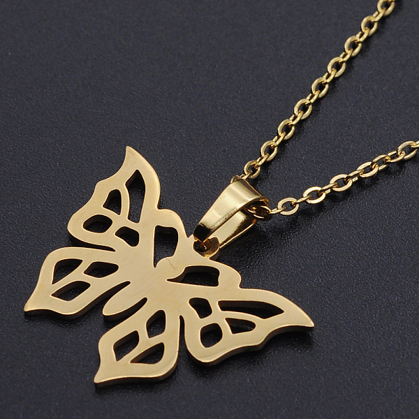 PandaHall 201 Stainless Steel Pendants Necklaces, with Cable Chains and Lobster Claw Clasps, Butterfly, Golden, 17.71 inch(45cm), 1.5mm 201...
PandaHall 201 Stainless Steel Pendants Necklaces, with Cable Chains and Lobster Claw Clasps, Butterfly, Golden, 17.71 inch(45cm), 1.5mm 201...