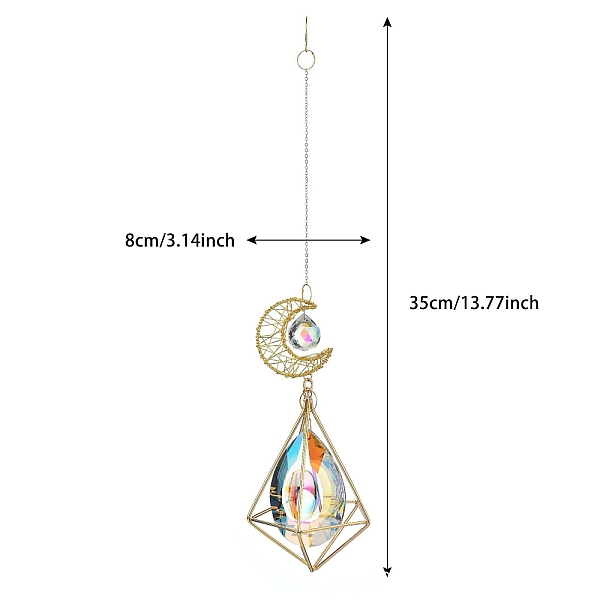 PandaHall Moon & Diamond Metal Hanging Ornaments, Glass Charm Suncatchers, Teardrop, 350x80mm Glass Teardrop
PandaHall Moon & Diamond Metal Hanging Ornaments, Glass Charm Suncatchers, Teardrop, 350x80mm Glass Teardrop