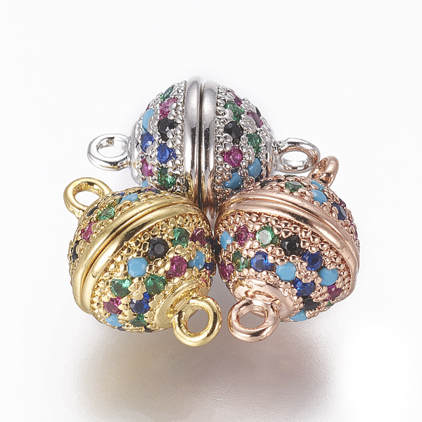 PandaHall Brass Micro Pave Cubic Zirconia Magnetic Clasps with Loops, Round, Colorful, Mixed Color, 13.5x8.5mm, Hole: 1.2~1.4mm Brass+Cubic...
PandaHall Brass Micro Pave Cubic Zirconia Magnetic Clasps with Loops, Round, Colorful, Mixed Color, 13.5x8.5mm, Hole: 1.2~1.4mm Brass+Cubic...