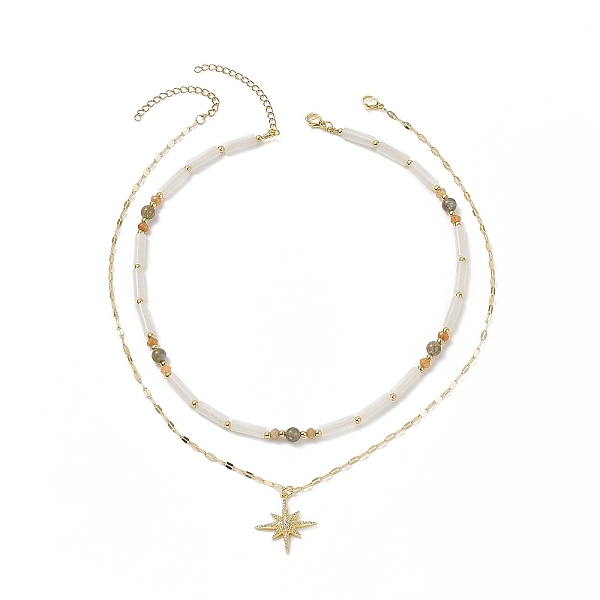 PandaHall 2Pcs 2 Style Clear Cubic Zirconia Star Pendant Necklaces Set with Brass Chains, Natural Mixed Gemstone Beaded Necklaces for Women...
PandaHall 2Pcs 2 Style Clear Cubic Zirconia Star Pendant Necklaces Set with Brass Chains, Natural Mixed Gemstone Beaded Necklaces for Women...