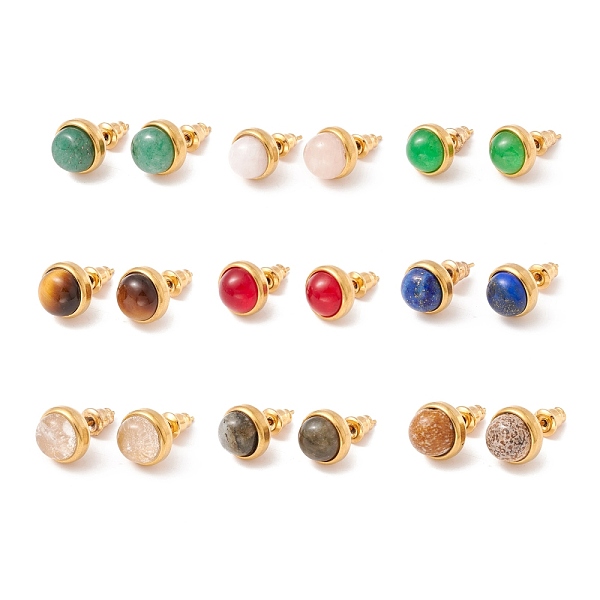 PandaHall Natural Gemstone Half Round Stud Earrings, Real 18K Gold Plated 304 Stainless Steel Jewelry for Women, 10mm, Pin: 0.8mm Mixed...
PandaHall Natural Gemstone Half Round Stud Earrings, Real 18K Gold Plated 304 Stainless Steel Jewelry for Women, 10mm, Pin: 0.8mm Mixed...