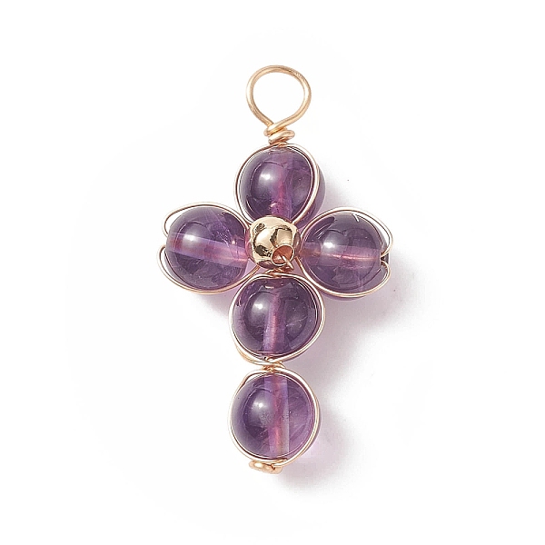 PandaHall Natural Amethyst Copper Wire Wrapped Pendants, Religion Cross Charms, with Brass Beads, Light Gold, 29.5~30x16.5~17x6.5~7mm, Hole...
PandaHall Natural Amethyst Copper Wire Wrapped Pendants, Religion Cross Charms, with Brass Beads, Light Gold, 29.5~30x16.5~17x6.5~7mm, Hole...