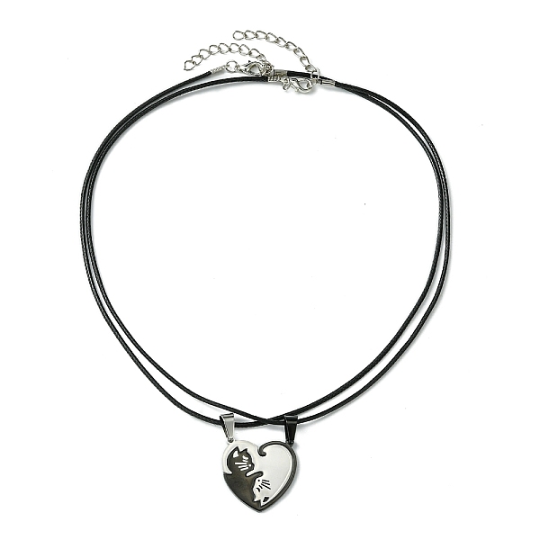 PandaHall 2Pcs 2 Style 304 Stainless Steel Matching Heart Pendant Necklaces Set, Couple Cat Necklaces with Waxed Cords, Stainless Steel...
PandaHall 2Pcs 2 Style 304 Stainless Steel Matching Heart Pendant Necklaces Set, Couple Cat Necklaces with Waxed Cords, Stainless Steel...