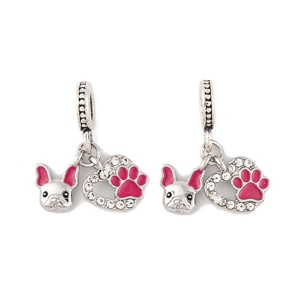 PandaHall Rack Plating Alloy Crystal Rhinestone European Dangle Charms, Dog & Heart Large Hole Pendants with Cerise Enamel, Platinum, 28mm..., Red
PandaHall Rack Plating Alloy Crystal Rhinestone European Dangle Charms, Dog & Heart Large Hole Pendants with Cerise Enamel, Platinum, 28mm..., Red