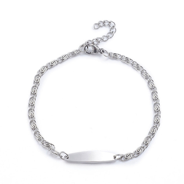 PandaHall 304 Stainless Steel Lumachina Chain Bracelets, ID Bracelets, with Lobster Claw Clasps, Stainless Steel Color, 7-1/8 inch(18cm) 304...
PandaHall 304 Stainless Steel Lumachina Chain Bracelets, ID Bracelets, with Lobster Claw Clasps, Stainless Steel Color, 7-1/8 inch(18cm) 304...