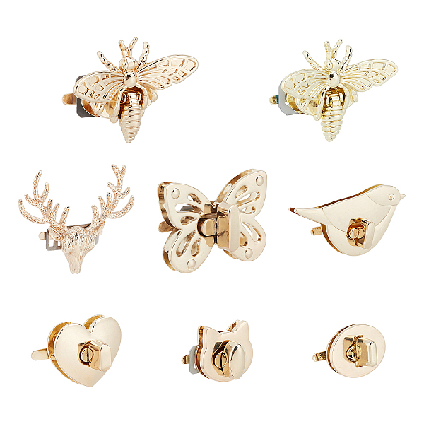 PandaHall 8 Sets 8 Styles Zinc Alloy Bag Twist Lock Accessories, Handbags Turn Lock, Mixed Shapes, Light Gold, 1set/style Alloy
PandaHall 8 Sets 8 Styles Zinc Alloy Bag Twist Lock Accessories, Handbags Turn Lock, Mixed Shapes, Light Gold, 1set/style Alloy