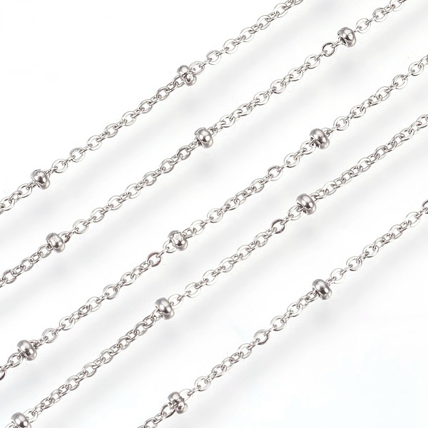 PandaHall 304 Stainless Steel Cable Chains, Satellite Chains, with Rondelle Beads, Soldered, Flat Oval, Stainless Steel Color, Link: 1.5x1mm...
PandaHall 304 Stainless Steel Cable Chains, Satellite Chains, with Rondelle Beads, Soldered, Flat Oval, Stainless Steel Color, Link: 1.5x1mm...