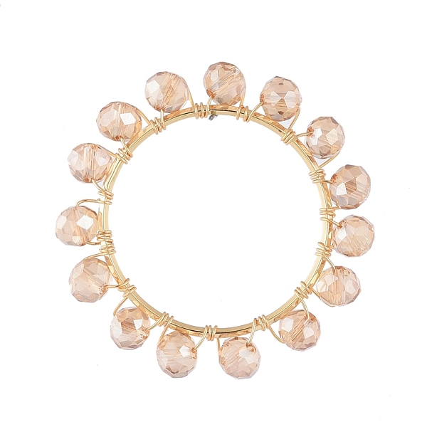 PandaHall Glass Pendants, with Real 18K Gold Plated Copper Wire and Brass Linking Rings, Ring, PeachPuff, 40x6mm, Inner Diameter: 30mm..., Brown
PandaHall Glass Pendants, with Real 18K Gold Plated Copper Wire and Brass Linking Rings, Ring, PeachPuff, 40x6mm, Inner Diameter: 30mm..., Brown