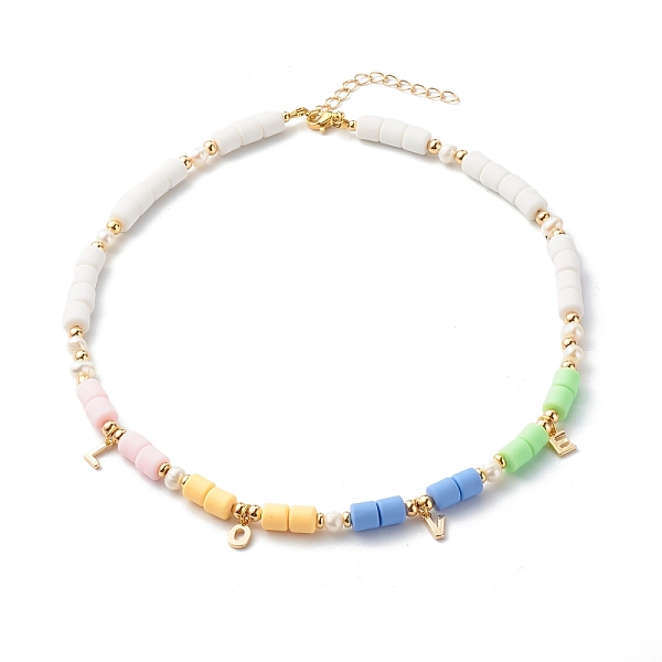 PandaHall Polymer Clay Beaded Necklaces, with Pearl and Brass Beads, Word Love, Colorful, 16.14 inch(41cm) Polymer Clay
PandaHall Polymer Clay Beaded Necklaces, with Pearl and Brass Beads, Word Love, Colorful, 16.14 inch(41cm) Polymer Clay