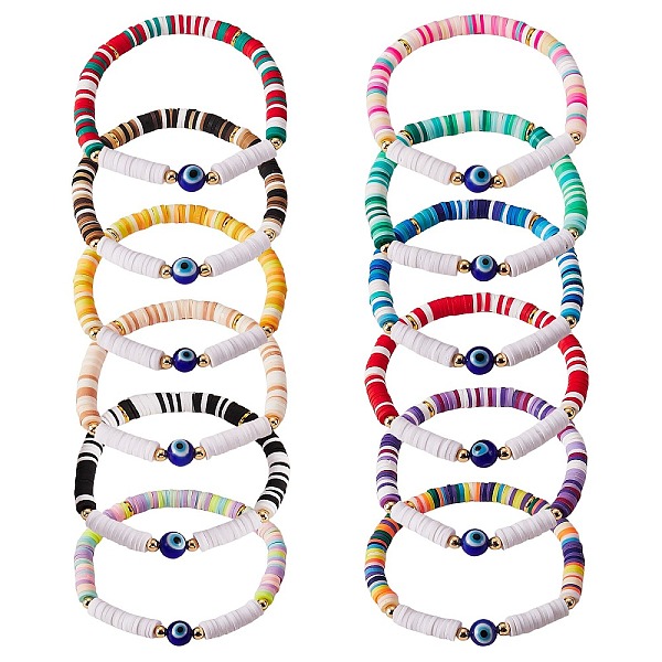 PandaHall 12Pcs 12 Colors Handmade Polymer Clay Heisih Beaded Stretch Bracelets Set with Evil Eye, Lucky Preppy Bracelets for Women, Mixed..., Multicolor
PandaHall 12Pcs 12 Colors Handmade Polymer Clay Heisih Beaded Stretch Bracelets Set with Evil Eye, Lucky Preppy Bracelets for Women, Mixed..., Multicolor