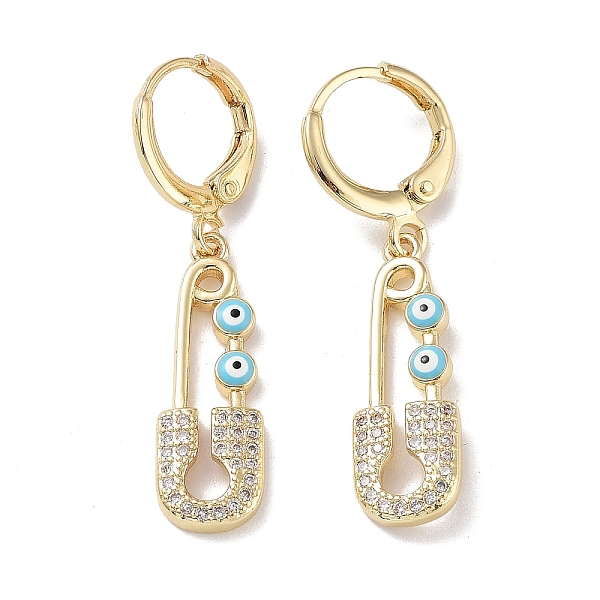 PandaHall Real 18K Gold Plated Brass Dangle Leverback Earrings, with Enamel and Cubic Zirconia, Safety Pin with Evil Eye, Light Blue...
PandaHall Real 18K Gold Plated Brass Dangle Leverback Earrings, with Enamel and Cubic Zirconia, Safety Pin with Evil Eye, Light Blue...