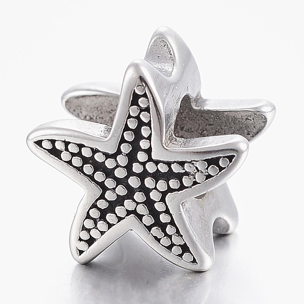 PandaHall 304 Stainless Steel European Beads, Large Hole Beads, Starfish/Sea Stars, Antique Silver, 11x12x8.5mm, Hole: 5mm 304 Stainless...
PandaHall 304 Stainless Steel European Beads, Large Hole Beads, Starfish/Sea Stars, Antique Silver, 11x12x8.5mm, Hole: 5mm 304 Stainless...