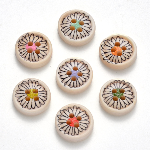 PandaHall 2-Hole Wooden Buttons, Single-Sided Printed, Flat Round with Flower, Mixed Color, 15x4mm, Hole: 2mm Wood Flat Round Multicolor
PandaHall 2-Hole Wooden Buttons, Single-Sided Printed, Flat Round with Flower, Mixed Color, 15x4mm, Hole: 2mm Wood Flat Round Multicolor