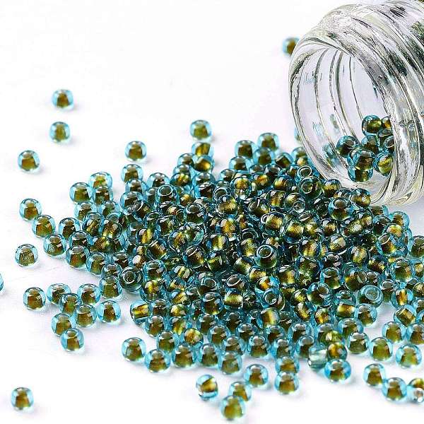 PandaHall TOHO Round Seed Beads, Japanese Seed Beads, (1014) Gold Lined Aqua Luster, 11/0, 2.2mm, Hole: 0.8mm, about 1110pcs/10g Glass Cyan
PandaHall TOHO Round Seed Beads, Japanese Seed Beads, (1014) Gold Lined Aqua Luster, 11/0, 2.2mm, Hole: 0.8mm, about 1110pcs/10g Glass Cyan