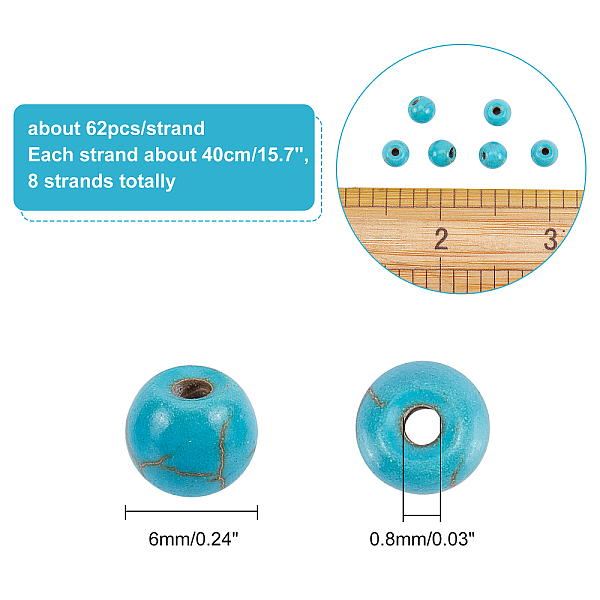 PandaHall 8 Strands Synthetic Turquoise Beads Strands, Dyed, Round, Dark Cyan, 6mm, Hole: 0.8mm Synthetic Turquoise Round
PandaHall 8 Strands Synthetic Turquoise Beads Strands, Dyed, Round, Dark Cyan, 6mm, Hole: 0.8mm Synthetic Turquoise Round