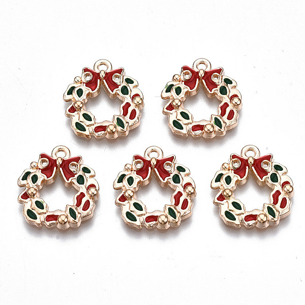 PandaHall Alloy Enamel Pendants, Cadmium Free & Lead Free, Christmas Wreath with Bowknot, Light Gold, Red, 17x15.5x2.5mm, Hole: 1.6mm...
PandaHall Alloy Enamel Pendants, Cadmium Free & Lead Free, Christmas Wreath with Bowknot, Light Gold, Red, 17x15.5x2.5mm, Hole: 1.6mm...