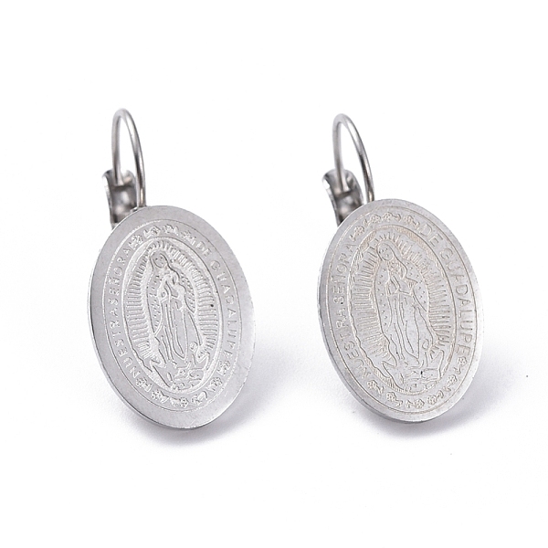 PandaHall Religion Theme 304 Stainless Steel Leverback Earrings, Hypoallergenic Earrings, Oval with Virgin Mary, Stainless Steel Color...
PandaHall Religion Theme 304 Stainless Steel Leverback Earrings, Hypoallergenic Earrings, Oval with Virgin Mary, Stainless Steel Color...