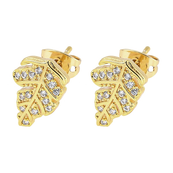 PandaHall Brass Micro Pave Cubic Zirconia Ear Studs, Real 18K Gold Plated, Leaf, 12.5x8.5mm Brass Leaf Clear
PandaHall Brass Micro Pave Cubic Zirconia Ear Studs, Real 18K Gold Plated, Leaf, 12.5x8.5mm Brass Leaf Clear