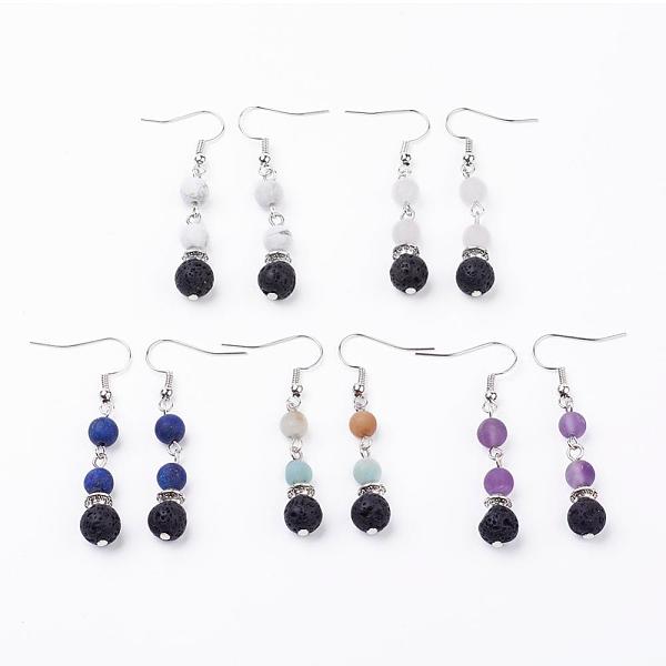 PandaHall Frosted Natural Gemstone Dangle Earrings, with Natural Lava Rock Beads, Brass Earring Hooks and Alloy & Iron Findings, 51mm, Pin...
PandaHall Frosted Natural Gemstone Dangle Earrings, with Natural Lava Rock Beads, Brass Earring Hooks and Alloy & Iron Findings, 51mm, Pin...