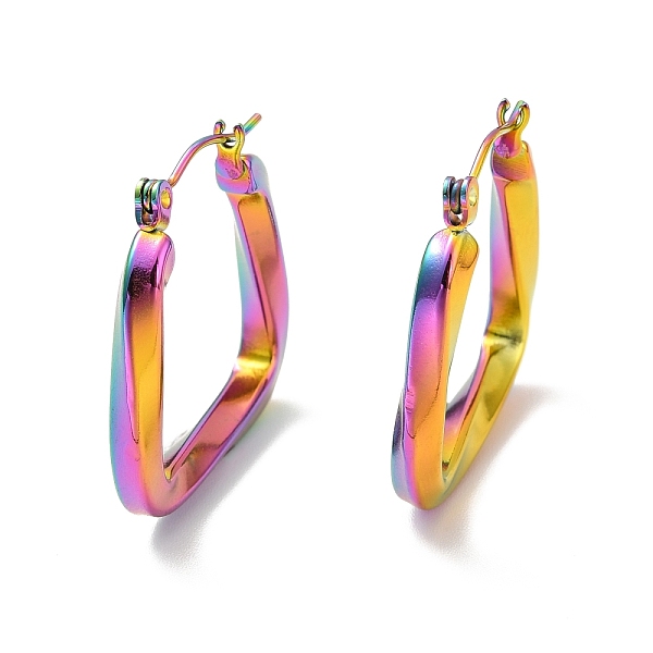 PandaHall Ion Plating(IP) 304 Stainless Steel Trapezoid Hoop Earrings for Women, Rainbow Color, 25x26x3.5mm, Pin: 0.7mm 304 Stainless Steel...
PandaHall Ion Plating(IP) 304 Stainless Steel Trapezoid Hoop Earrings for Women, Rainbow Color, 25x26x3.5mm, Pin: 0.7mm 304 Stainless Steel...