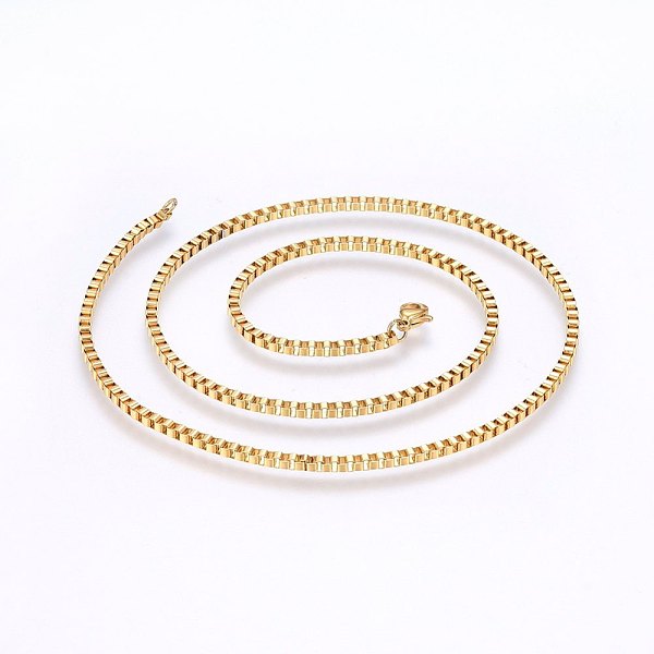 PandaHall 304 Stainless Steel Box Chain Necklaces, with Lobster Claw Clasps, Golden, 17.7 inch(45cm), 1.5mm 304 Stainless Steel
PandaHall 304 Stainless Steel Box Chain Necklaces, with Lobster Claw Clasps, Golden, 17.7 inch(45cm), 1.5mm 304 Stainless Steel