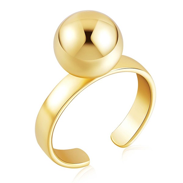 PandaHall 925 Sterling Silver Round Ball Open Cuff Ring for Women, Golden, US Size 5 1/4(15.9mm) Sterling Silver
PandaHall 925 Sterling Silver Round Ball Open Cuff Ring for Women, Golden, US Size 5 1/4(15.9mm) Sterling Silver