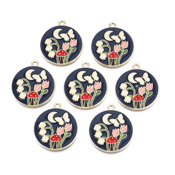 PandaHall Alloy Enamel Pendants, Cadmium Free & Nickel Free & Lead Free, Light Gold, Flat Round with Tulip, Prussian Blue, 28x25x3mm, Hole...
PandaHall Alloy Enamel Pendants, Cadmium Free & Nickel Free & Lead Free, Light Gold, Flat Round with Tulip, Prussian Blue, 28x25x3mm, Hole...