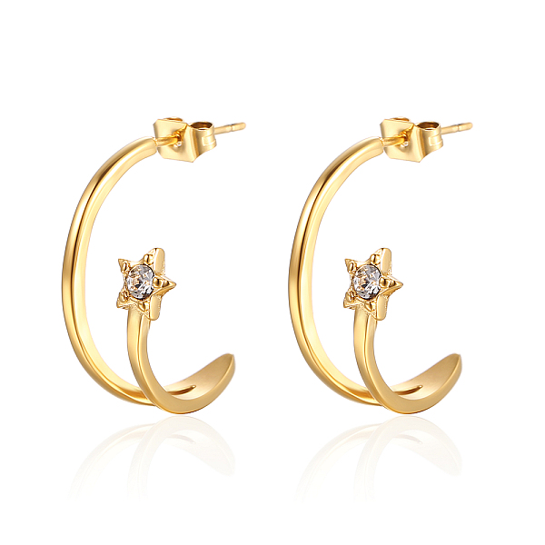 PandaHall Stainless Steel Arc Stud Earrings with Cubic Zirconia for Women Stainless Steel
PandaHall Stainless Steel Arc Stud Earrings with Cubic Zirconia for Women Stainless Steel