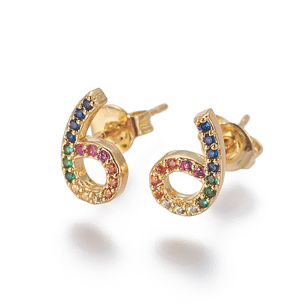 PandaHall Brass Cubic Zirconia Stud Earrings, Number 6, Golden, 10x6x2mm, Pin: 0.7mm Cubic Zirconia
PandaHall Brass Cubic Zirconia Stud Earrings, Number 6, Golden, 10x6x2mm, Pin: 0.7mm Cubic Zirconia