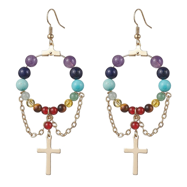 PandaHall Chakra Theme Natural & Synthetic Mixed Beaded Dangle Earrings, Brass Cross Long Drop Earrings, Golden, 82x34mm Mixed Stone Cross
PandaHall Chakra Theme Natural & Synthetic Mixed Beaded Dangle Earrings, Brass Cross Long Drop Earrings, Golden, 82x34mm Mixed Stone Cross