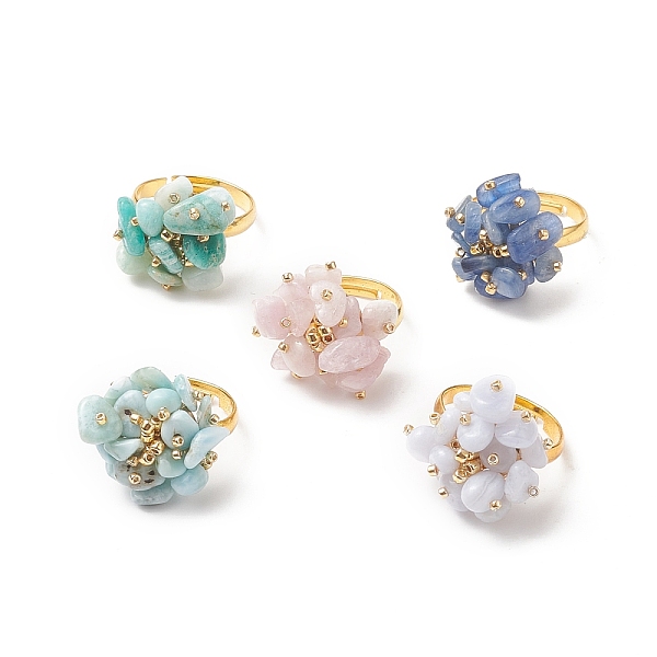 PandaHall Natural Mixed Gemstone Chips Flower Adjustable Ring, Golden Brass Jewelry for Women, Inner Diameter: 18mm Mixed Stone Multicolor
PandaHall Natural Mixed Gemstone Chips Flower Adjustable Ring, Golden Brass Jewelry for Women, Inner Diameter: 18mm Mixed Stone Multicolor