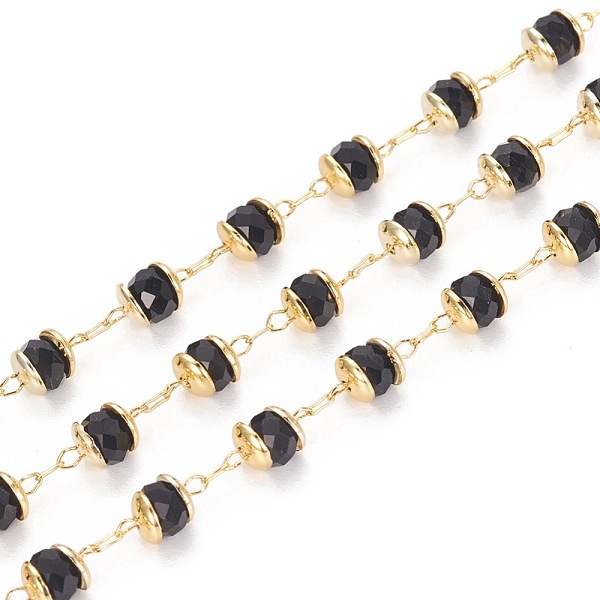 PandaHall 3.28 Feet Handmade Glass Beaded Chains, with Brass Findings, Long-Lasting Plated, Rondelle, Faceted, Soldered, Golden, Black, 4mm...
PandaHall 3.28 Feet Handmade Glass Beaded Chains, with Brass Findings, Long-Lasting Plated, Rondelle, Faceted, Soldered, Golden, Black, 4mm...