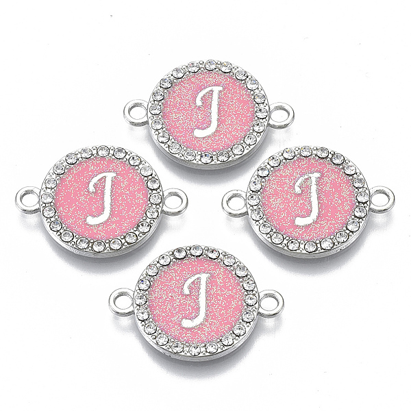 PandaHall Alloy Enamel Links Connectors, with Crystal Rhinestones, Flat Round with Letter, Silver Color Plated, Letter.J, 22x16x2mm, Hole..., Pink
PandaHall Alloy Enamel Links Connectors, with Crystal Rhinestones, Flat Round with Letter, Silver Color Plated, Letter.J, 22x16x2mm, Hole..., Pink