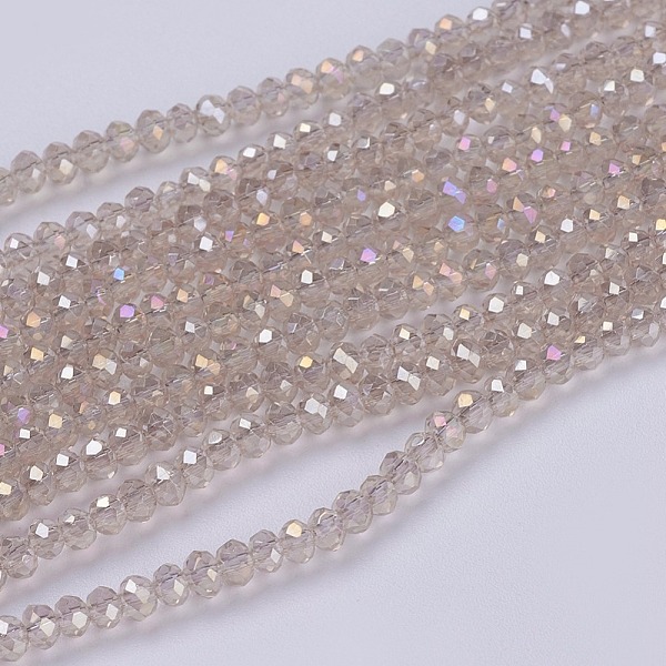 PandaHall Electroplate Glass Beads Strands, Full Rainbow Plated, Faceted, Rondelle, Light Grey, 3x2mm, Hole: 0.8mm, about 185~190pcs/strand..., Gray
PandaHall Electroplate Glass Beads Strands, Full Rainbow Plated, Faceted, Rondelle, Light Grey, 3x2mm, Hole: 0.8mm, about 185~190pcs/strand..., Gray
