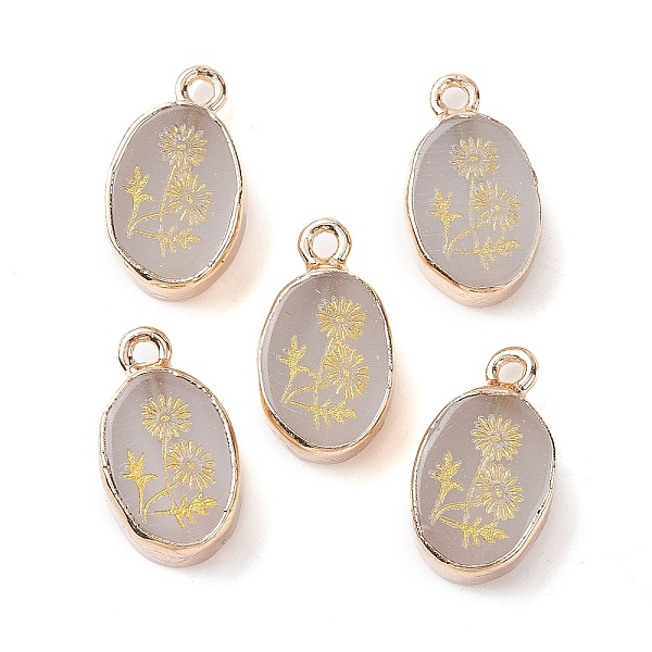 PandaHall Cat Eye Pendants, Oval with Golden Plated Brass Frame & Flower, WhiteSmoke, 17.5x10.5x5mm, Hole: 1.6mm Brass+Cat Eye Oval White
PandaHall Cat Eye Pendants, Oval with Golden Plated Brass Frame & Flower, WhiteSmoke, 17.5x10.5x5mm, Hole: 1.6mm Brass+Cat Eye Oval White