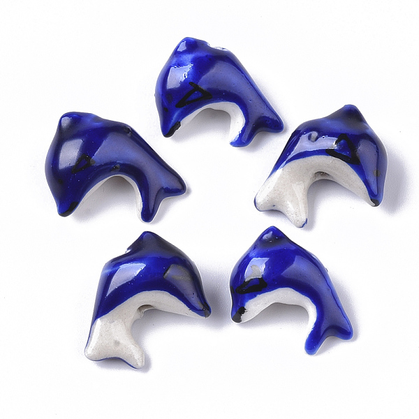 PandaHall Handmade Porcelain Beads, Famille Rose Style, Dolphin, Medium Blue, 14~16x19.5~21x9~10.5mm, Hole: 1.6~2mm Porcelain Dolphin
PandaHall Handmade Porcelain Beads, Famille Rose Style, Dolphin, Medium Blue, 14~16x19.5~21x9~10.5mm, Hole: 1.6~2mm Porcelain Dolphin