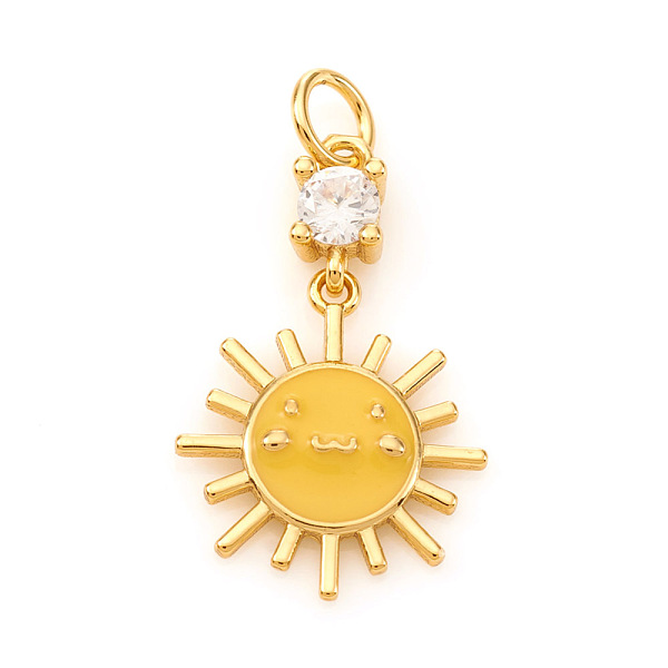 PandaHall Brass Micro Pave Cubic Zirconia Pendants, with Enamel and Jump Rings, Sun, Yellow, Real 18K Gold Plated, 18mm, Jump Ring: 4x0.6mm...
PandaHall Brass Micro Pave Cubic Zirconia Pendants, with Enamel and Jump Rings, Sun, Yellow, Real 18K Gold Plated, 18mm, Jump Ring: 4x0.6mm...