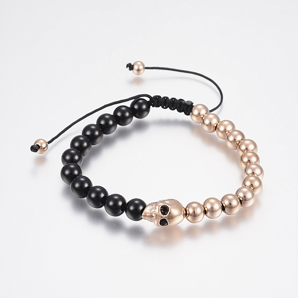 PandaHall Natural Black Agate Braided Bead Bracelets, with 304 Stainless Steel Beads and Rhinestone, Skull, Rose Gold, 2-1/4 inch~3-1/2 inch...
PandaHall Natural Black Agate Braided Bead Bracelets, with 304 Stainless Steel Beads and Rhinestone, Skull, Rose Gold, 2-1/4 inch~3-1/2 inch...