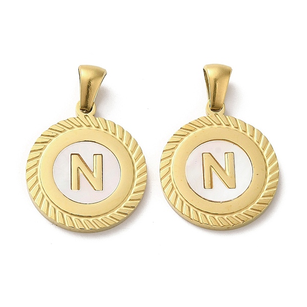 PandaHall Ion Plating(IP) 304 Stainless Steel Pendants, Flat Round Shell Charms with Letter, Golden, Letter N, 20.5x17.5x1.5mm, Hole...
PandaHall Ion Plating(IP) 304 Stainless Steel Pendants, Flat Round Shell Charms with Letter, Golden, Letter N, 20.5x17.5x1.5mm, Hole...